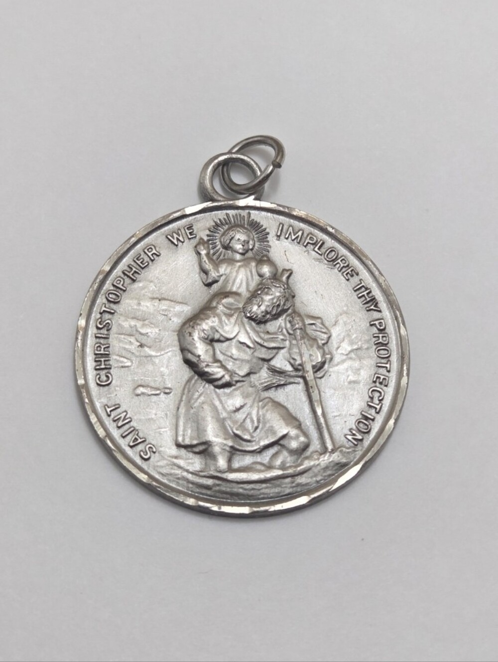 Vintage 1940s 50s Sterling Silver 925 St. Christopher's Medal Charm Pendant
